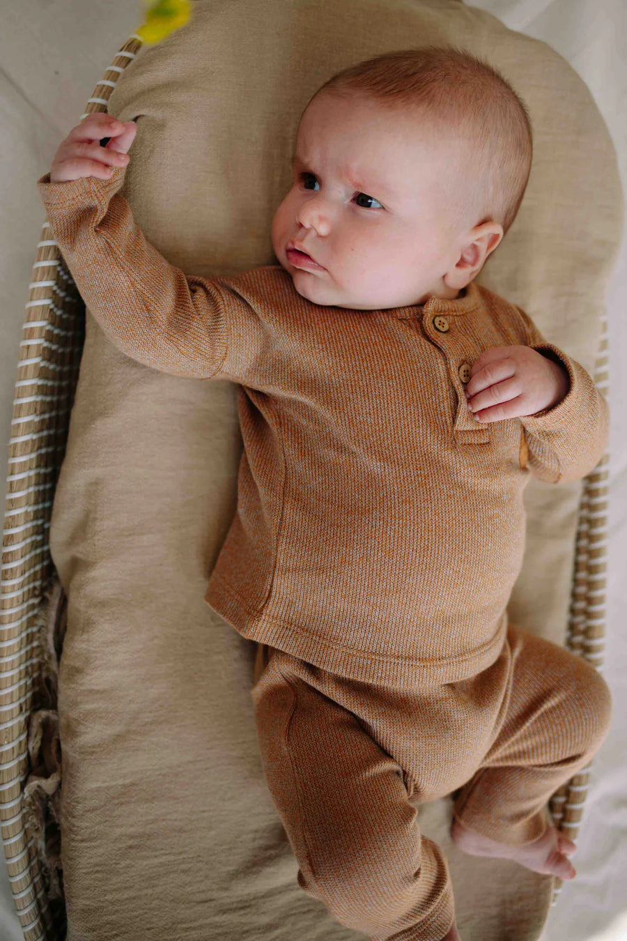 Top lange mouw Moon - Biologisch katoen - T shirt Moon lsl combo knit brown - Riffle Amsterdam