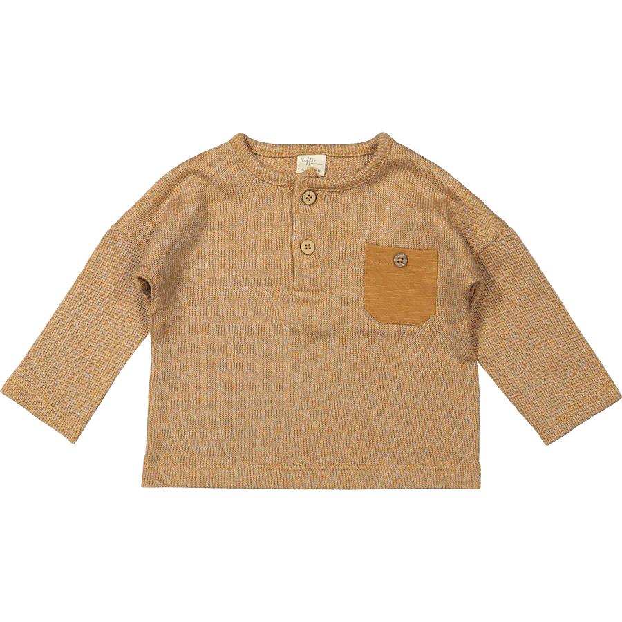 Top lange mouw Moon - Biologisch katoen - T shirt Moon lsl combo knit brown - Riffle Amsterdam