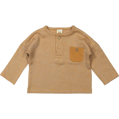 Top lange mouw Moon - Biologisch katoen - T shirt Moon lsl combo knit brown - Riffle Amsterdam