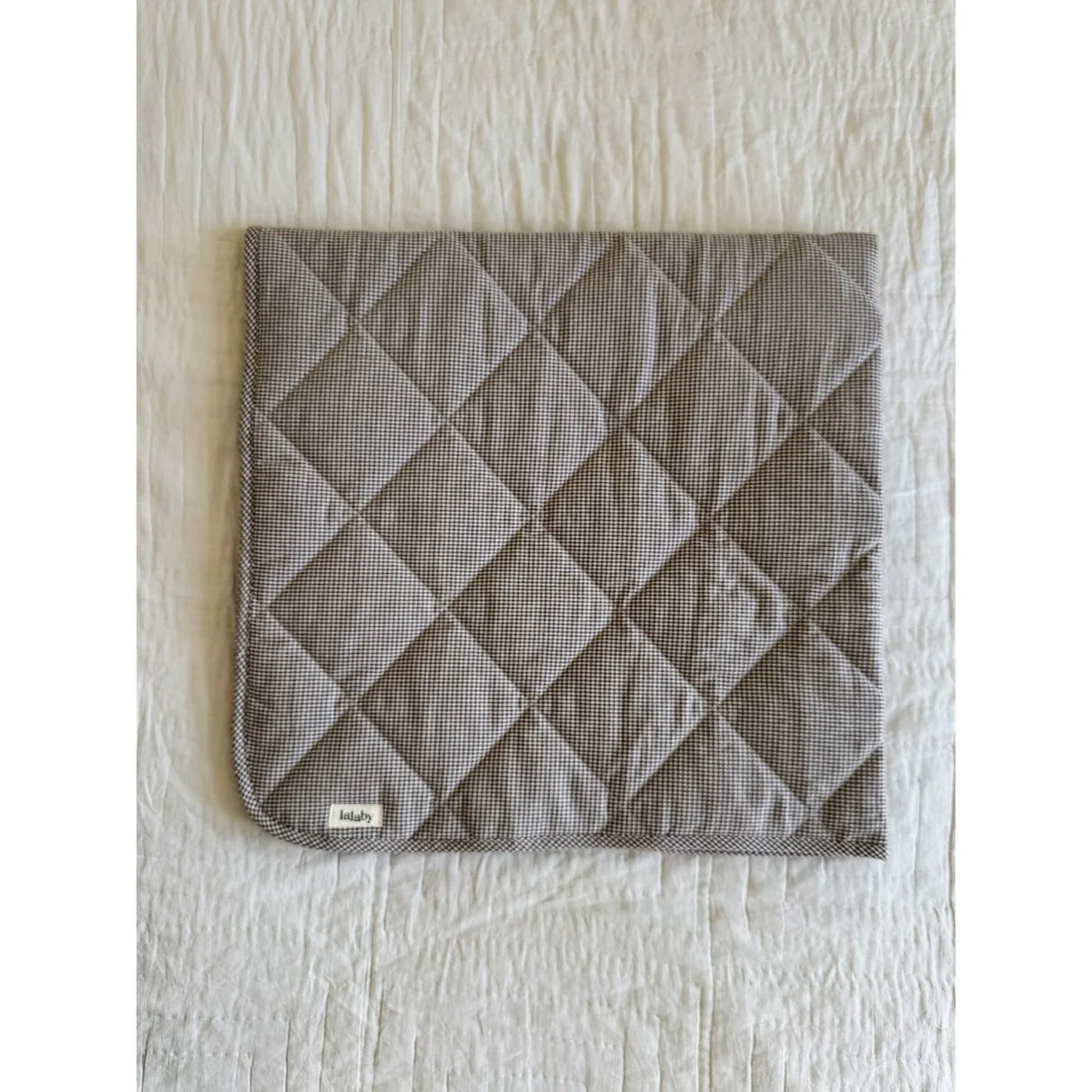Gewatteerde babydeken - Biologisch katoen - Tiny Check Brown - Lalaby