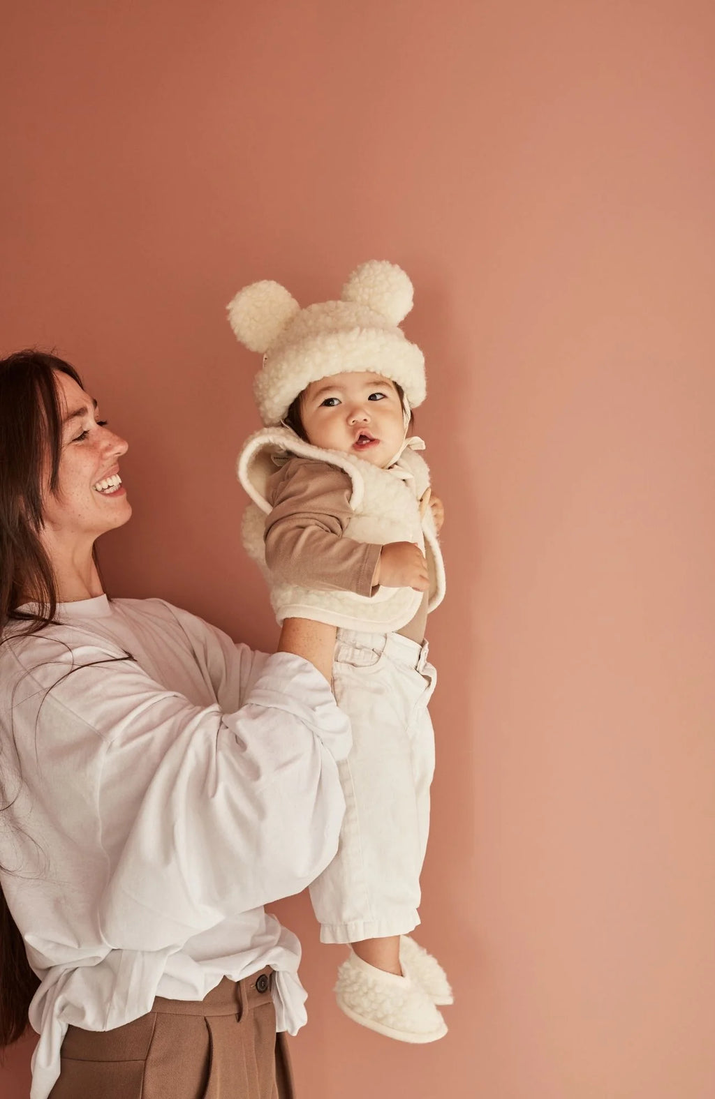 Merino wollen babymuts Teddy Hat - Milk - BINIBAMBA