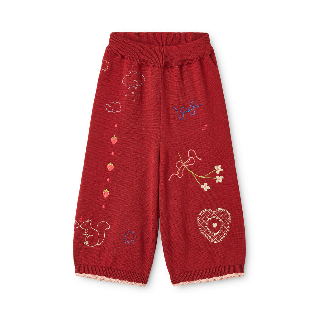 Agnes Pant – Wijd broekje – Dark Cranberry – 100% katoen – Flöss