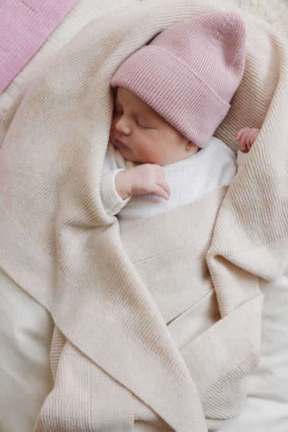 Knitted beanie - Fonzie newborn - Merino wool - HVID