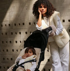 Stroller Mittens made of Merino Sheepskin - Noir + Milk - BINIBAMBA