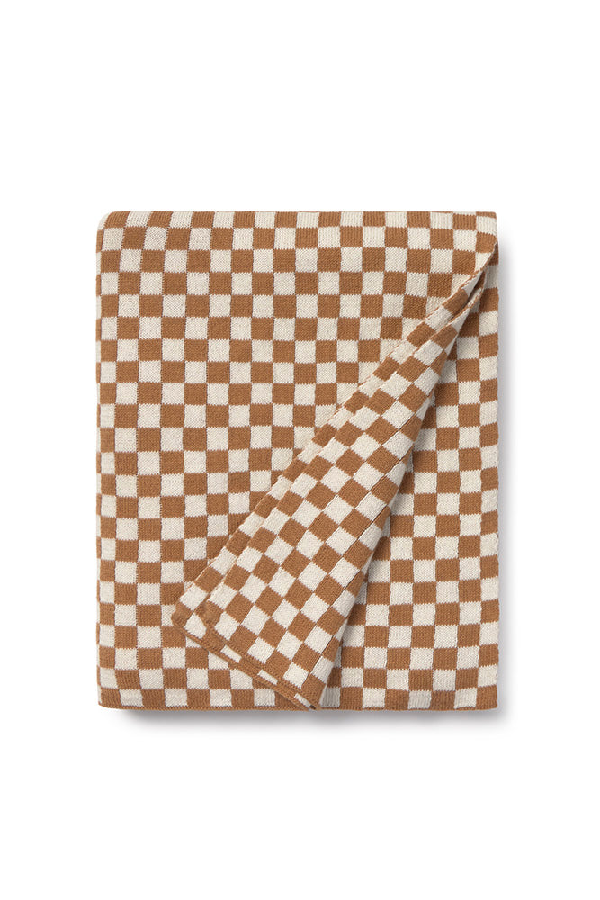 Gebreide deken Vichy Tiles - Toffee, Matcha & Ivory - 100% katoen - Lorena Canals - productfoto - afbeelding 3