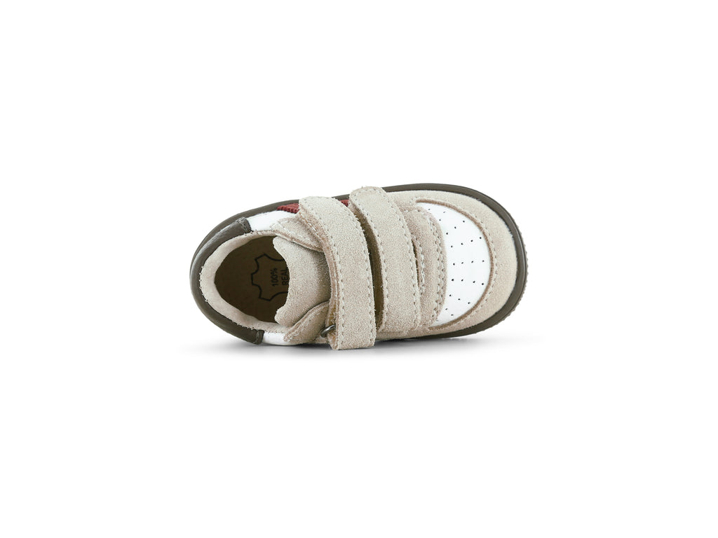 Suède babysneaker ExtremeFlex® – Beige/Red/Black – Shoesme