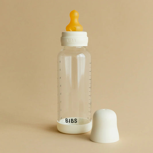Babyflasche aus Glas - Latex/Naturkautschuk - Ivory - 120 ml oder 240 ml - BIBS