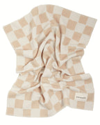 Camel Chequerboard Merino Biniblanket – Couverture pour berceau à damier - 100 % laine mérinos - 75×100 cm – BINIBAMBA