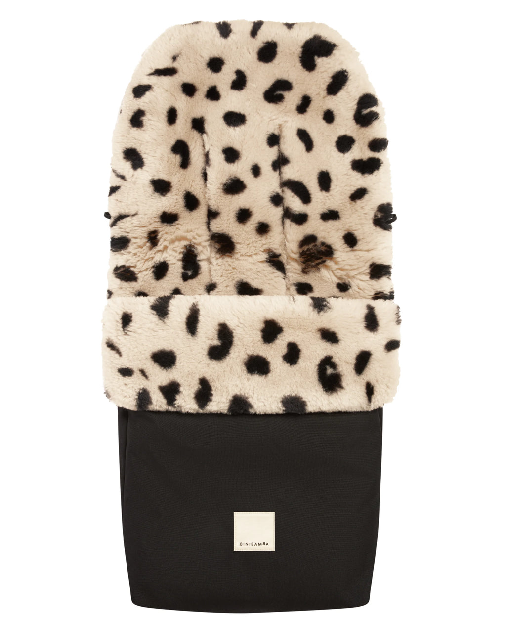 Voetenzak Puffmuff® - Merino schapenvacht - Noir + Leopard - BINIBAMBA