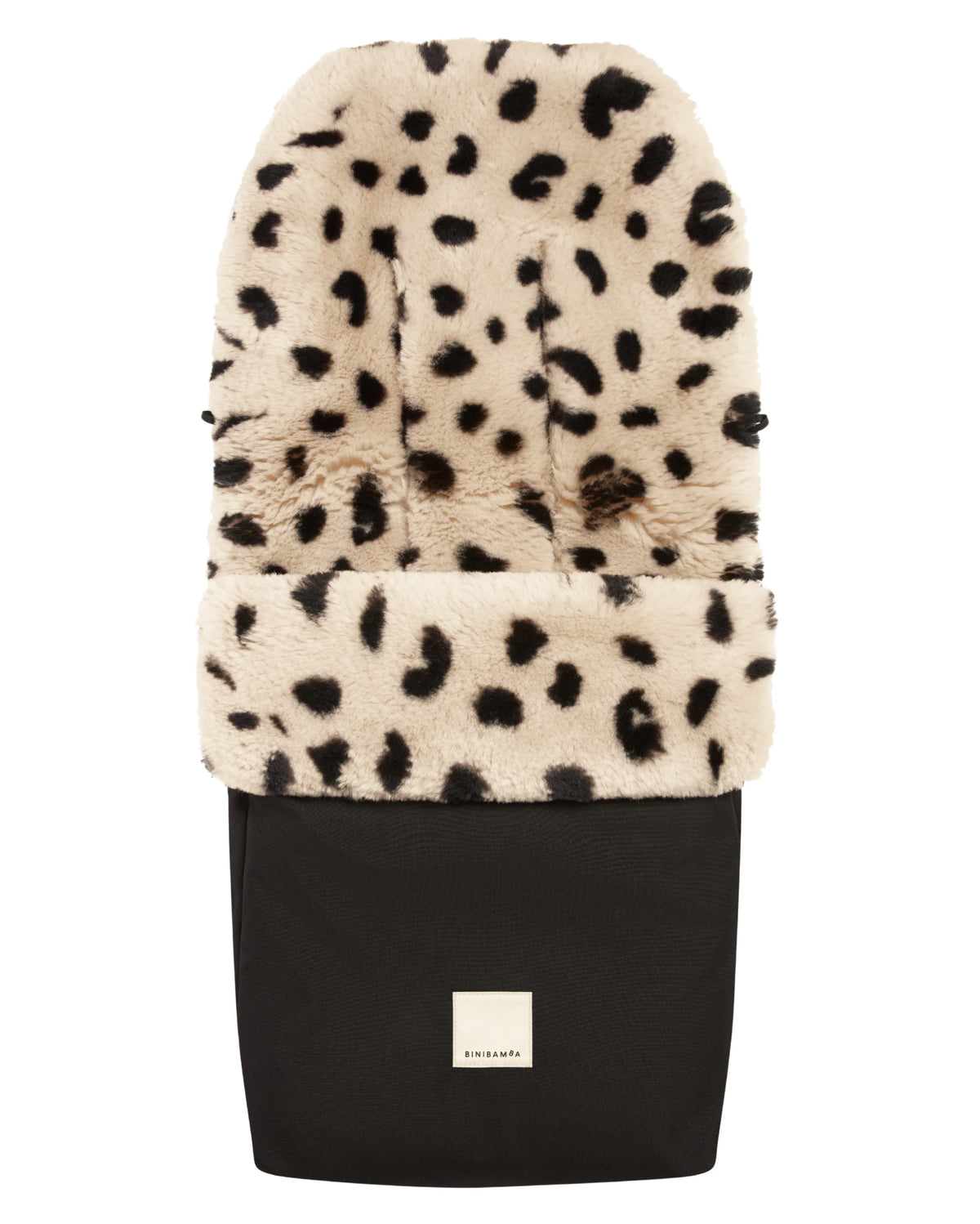 Voetenzak Puffmuff® - Merino schapenvacht - Noir + Leopard - BINIBAMBA