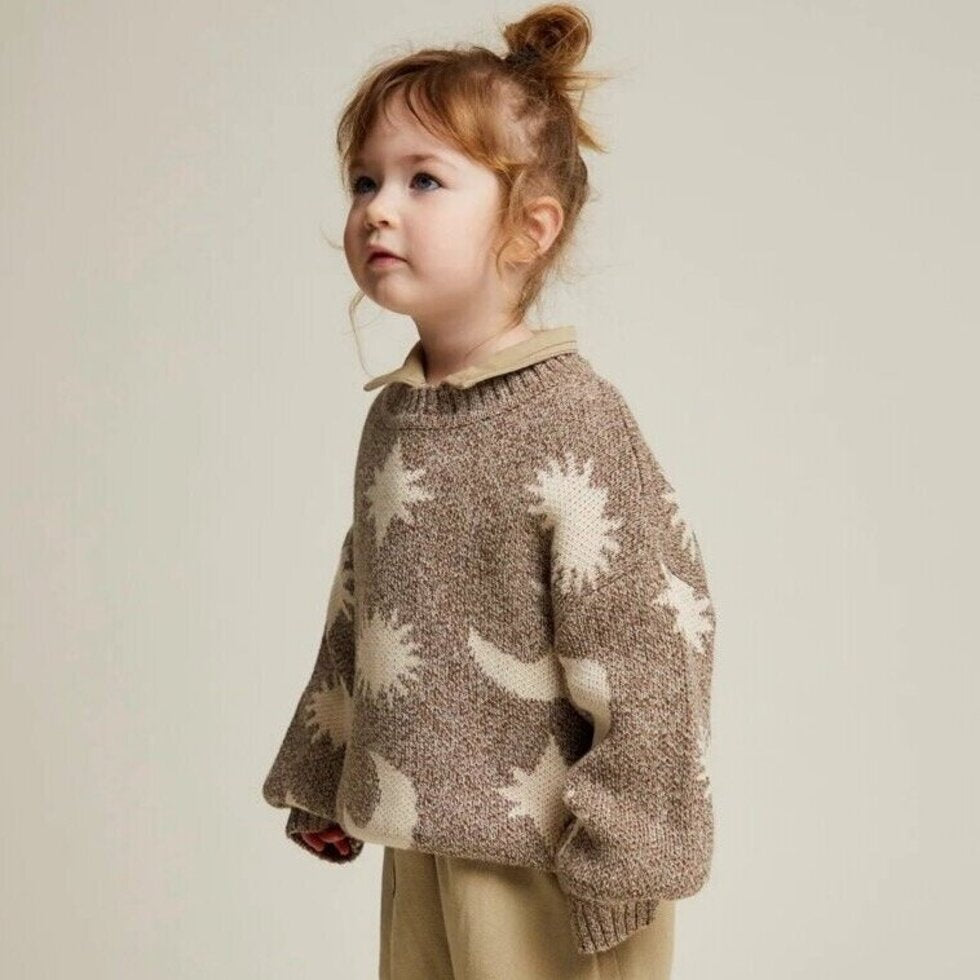 Moon & Stars Sweater – Mushroom – 100% Organic Cotton – Claude & Co