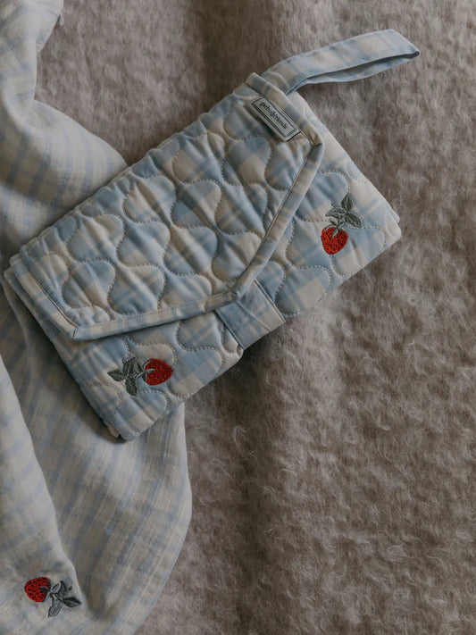 Verschoonmatje To Go Gingham Sky Blue - biologisch katoen - Garbo&Friends