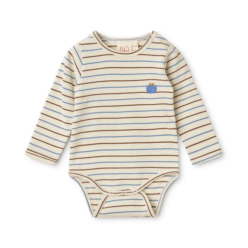 Emil O-N Body – Brown-Blue Stripe – 100% katoen - Flöss