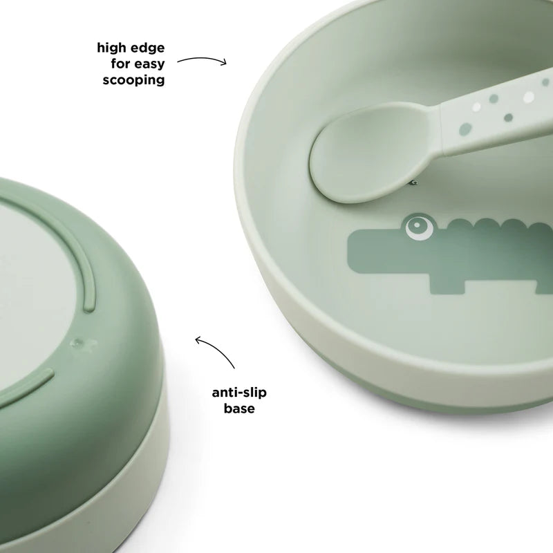 Anti slip kommetje - Foodie bowl - Croco - Green - Done by Deer - productfoto - afbeelding 2