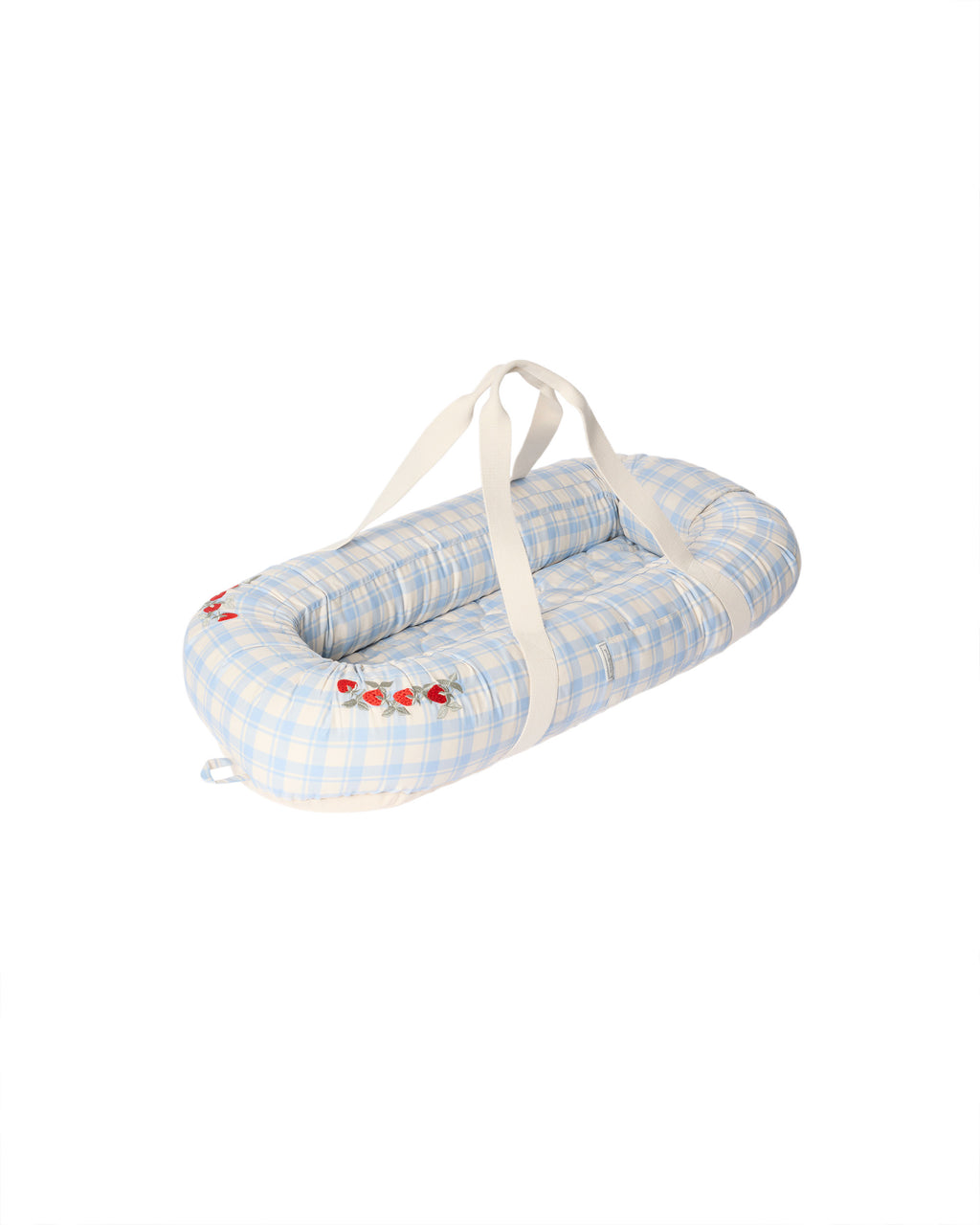 Baby Nest - Plaid Sky Blue - Babylft - Biologisch katoen - Geruit/Aardbeitjes - Garbo & Friends - Garbo&Friends - productfoto