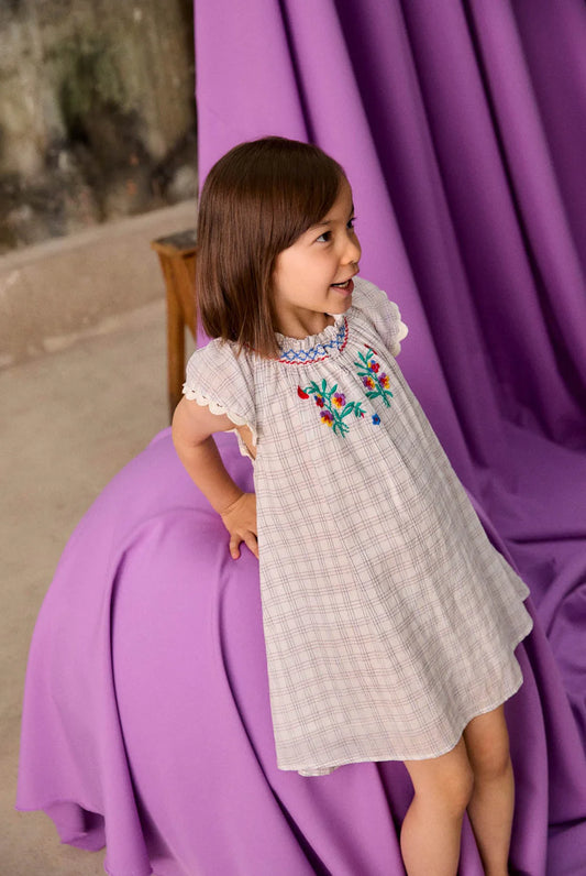 Dress Edith - Organic cotton - Cream Cruise Check - Louise Misha