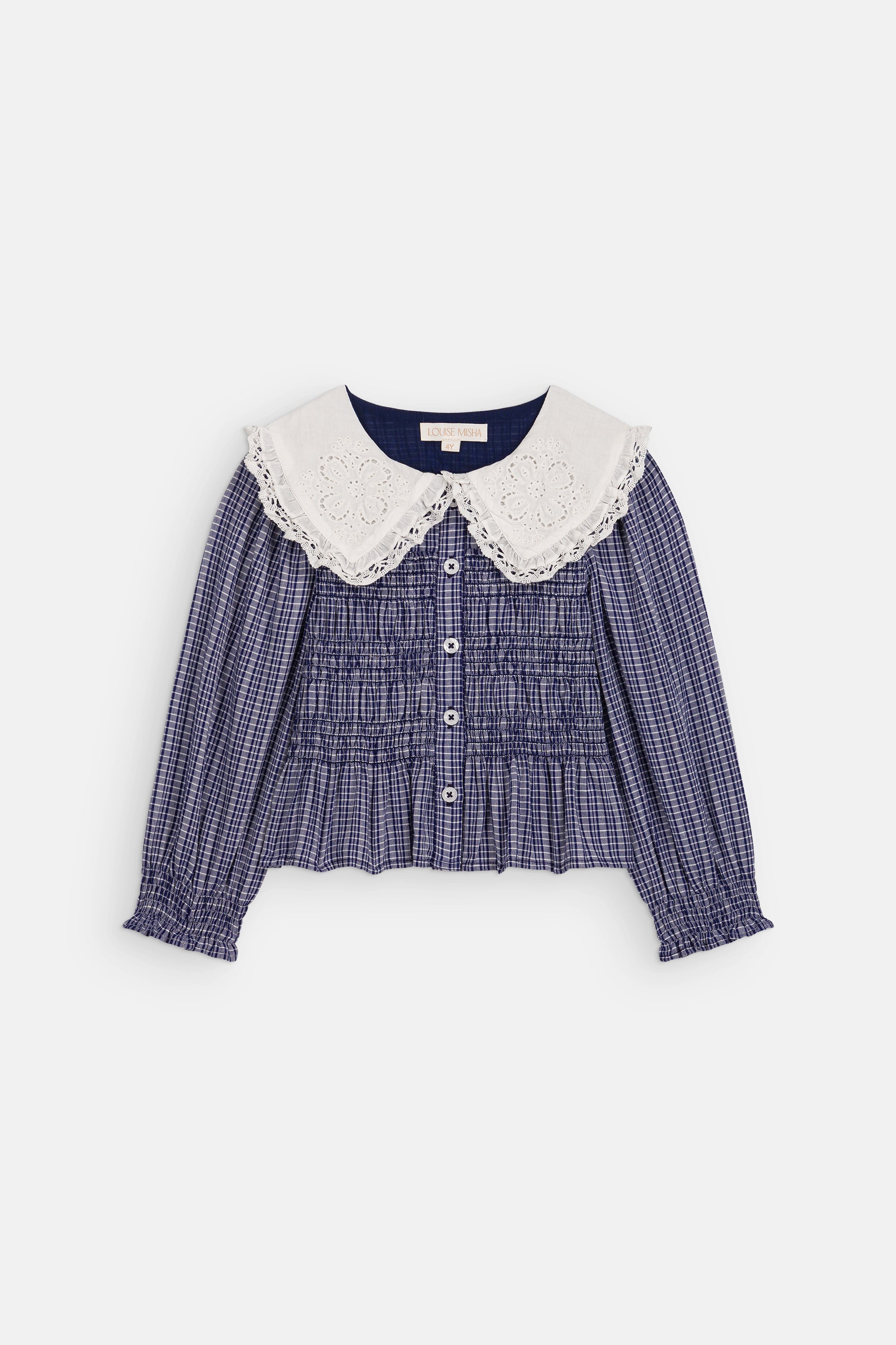 Meisjesblouse Enola - Biologisch katoen - Indigo Cozy Checks - Louise Misha - lifestyle - afbeelding 2