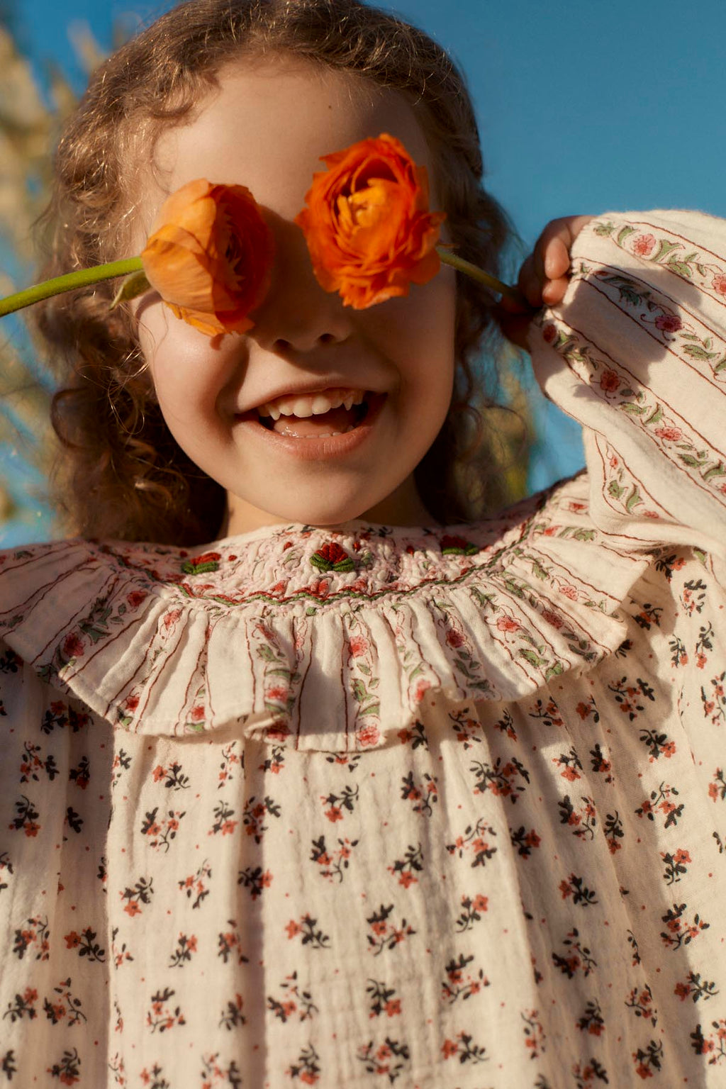 Blouse Ilaria - Biologisch katoen - Cream Pink Sorrel & Cream Flower Beds - Louise Misha - productfoto