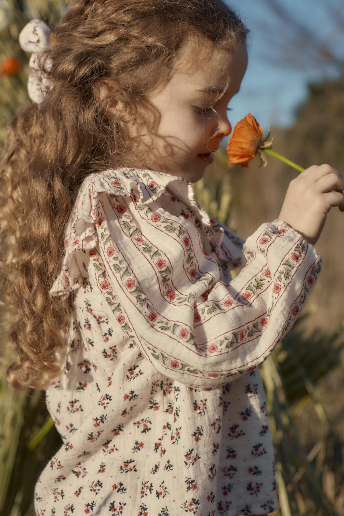 Blouse Ilaria - Biologisch katoen - Cream Pink Sorrel & Cream Flower Beds - Louise Misha