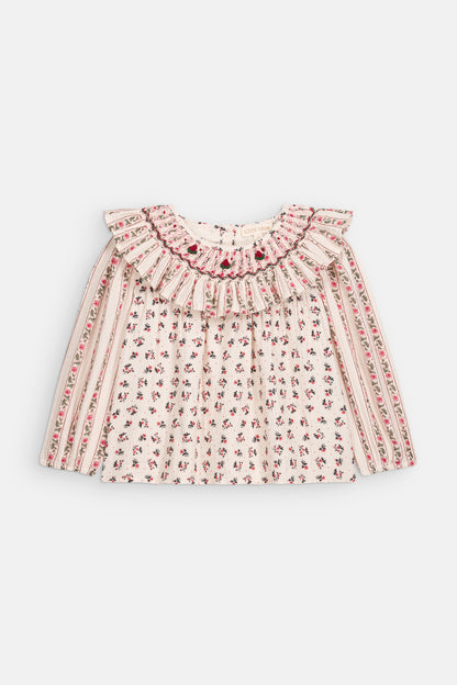 Blouse Ilaria - Biologisch katoen - Cream Pink Sorrel & Cream Flower Beds - Louise Misha