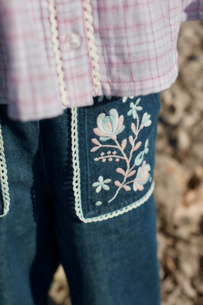 Broek Flofi met borduursels - Indigo - Louise Misha