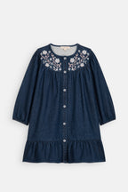 Denim jurk Massilou met borduursels - Indigo - Louise Misha - productfoto