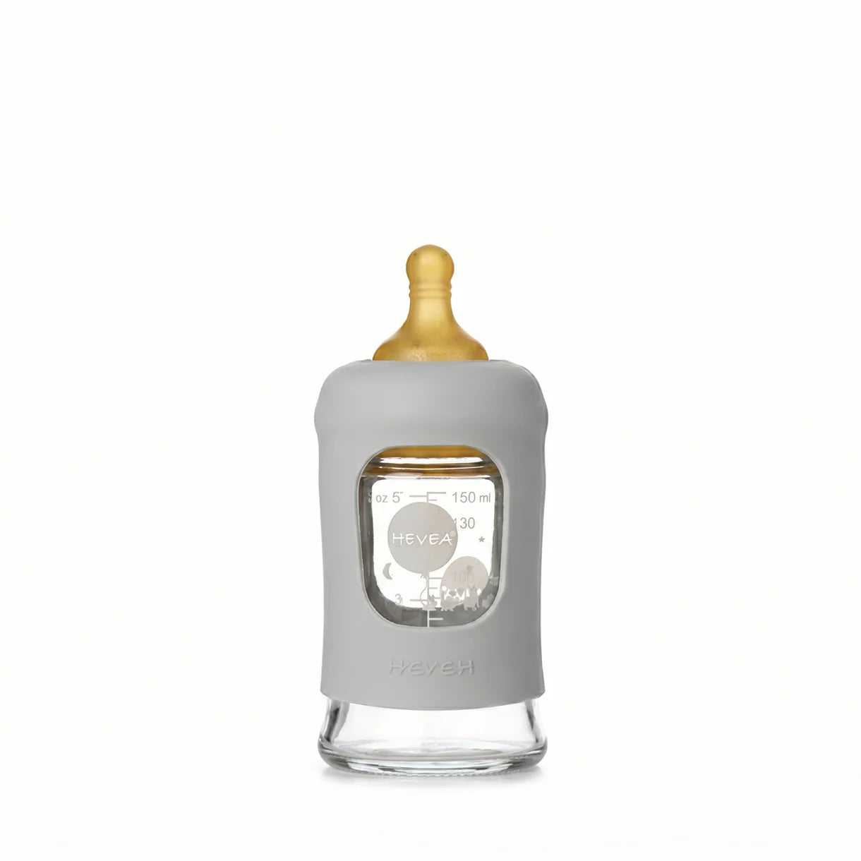 Glazen babyfles - Wide Neck met beschermhoes 150 ml - HEVEA