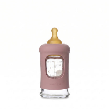 Glazen babyfles - Wide Neck met beschermhoes 150 ml - HEVEA