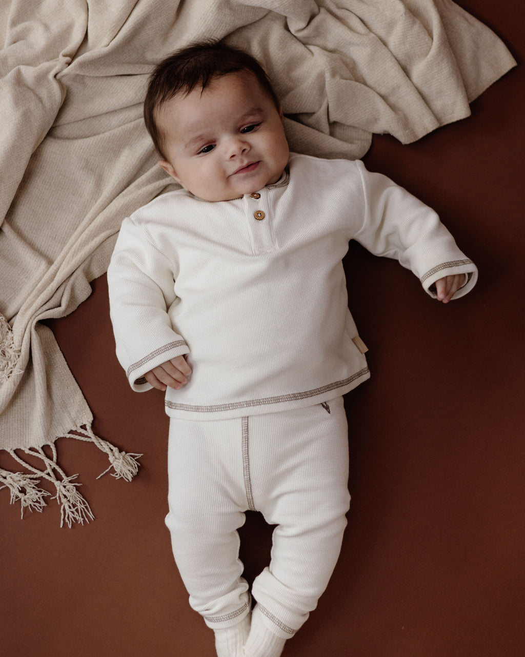 Top lange mouw Nathan - Cream White - 100% katoen - LEVV Labels - baby