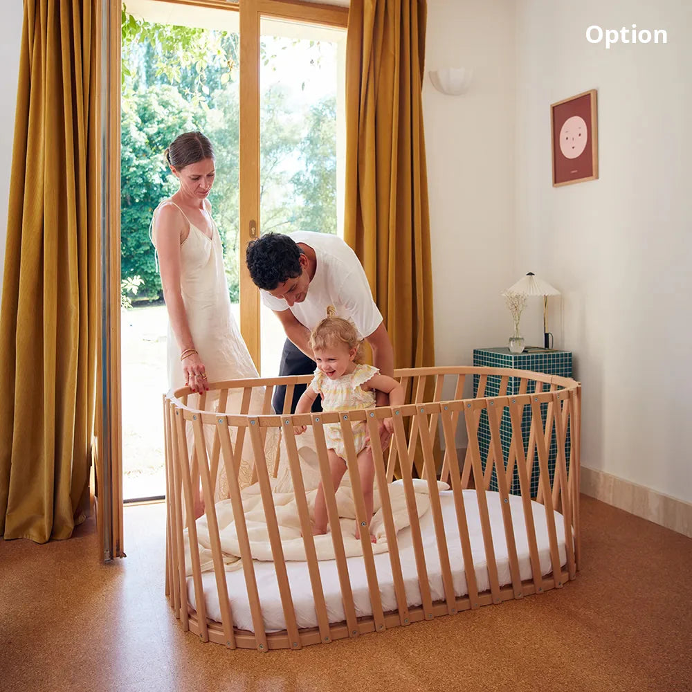 LUGO Evolving Wooden Baby Bed - Meegroeiend Houten Bed 70x90 / 70x140 cm - Van Geboorte tot 7 Jaar - Charlie Crane