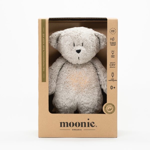 Knuffelbeer met hartslag & white noise - The Humming Bear 2.0 - Biologisch GOTS katoen - Moonie
