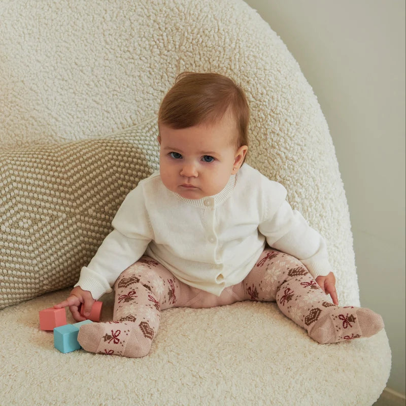 Chrissy Tights – Rose Dust – Cotton kids' tights – Christmas pattern – MP Denmark
