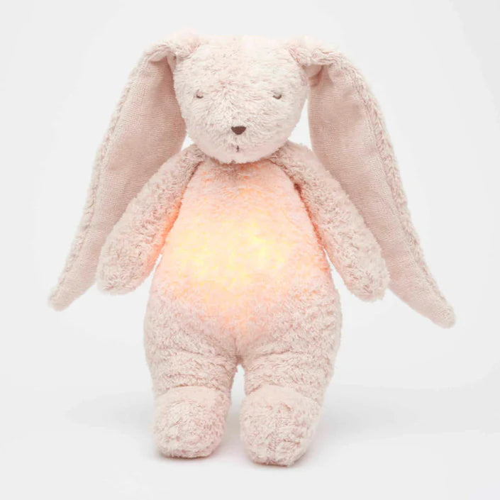 Knuffelkonijn met hartslag & white noise - The Humming Bunny 2.0 - Biologisch GOTS katoen - Moonie