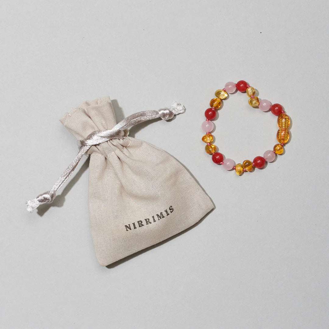 Bernstein- und Edelsteinarmband - Sofie - 14 cm - Kinder 0-3 Jahre - Nirrimis