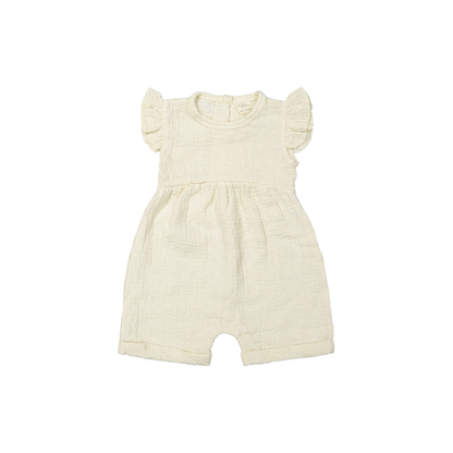 Jumpsuit Ginny SS - Organic cotton - Woven white embroidery/white - Riffle Amsterdam