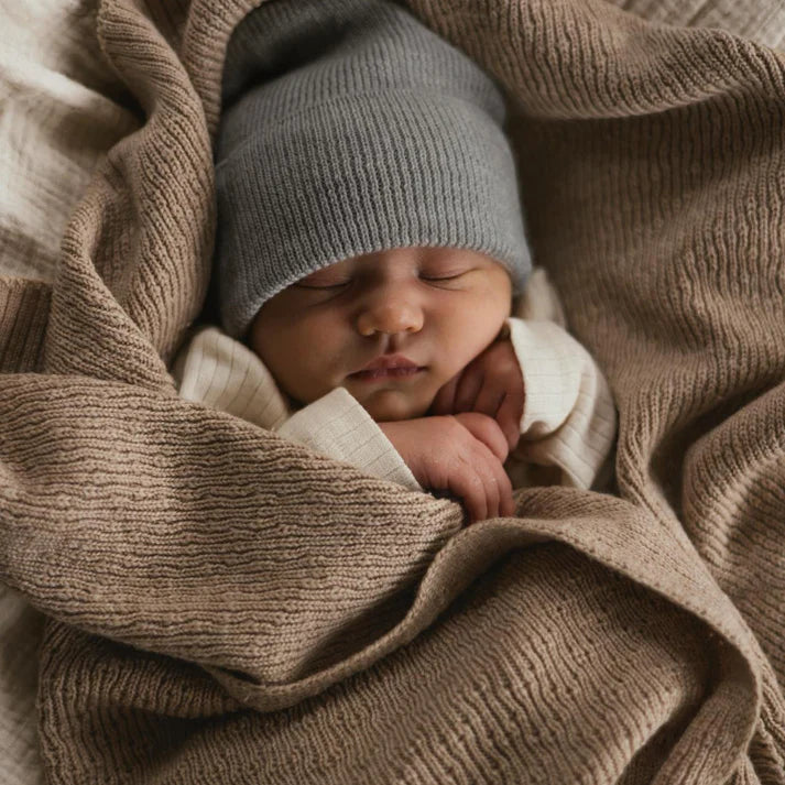 Knitted beanie - Fonzie newborn - Merino wool - HVID