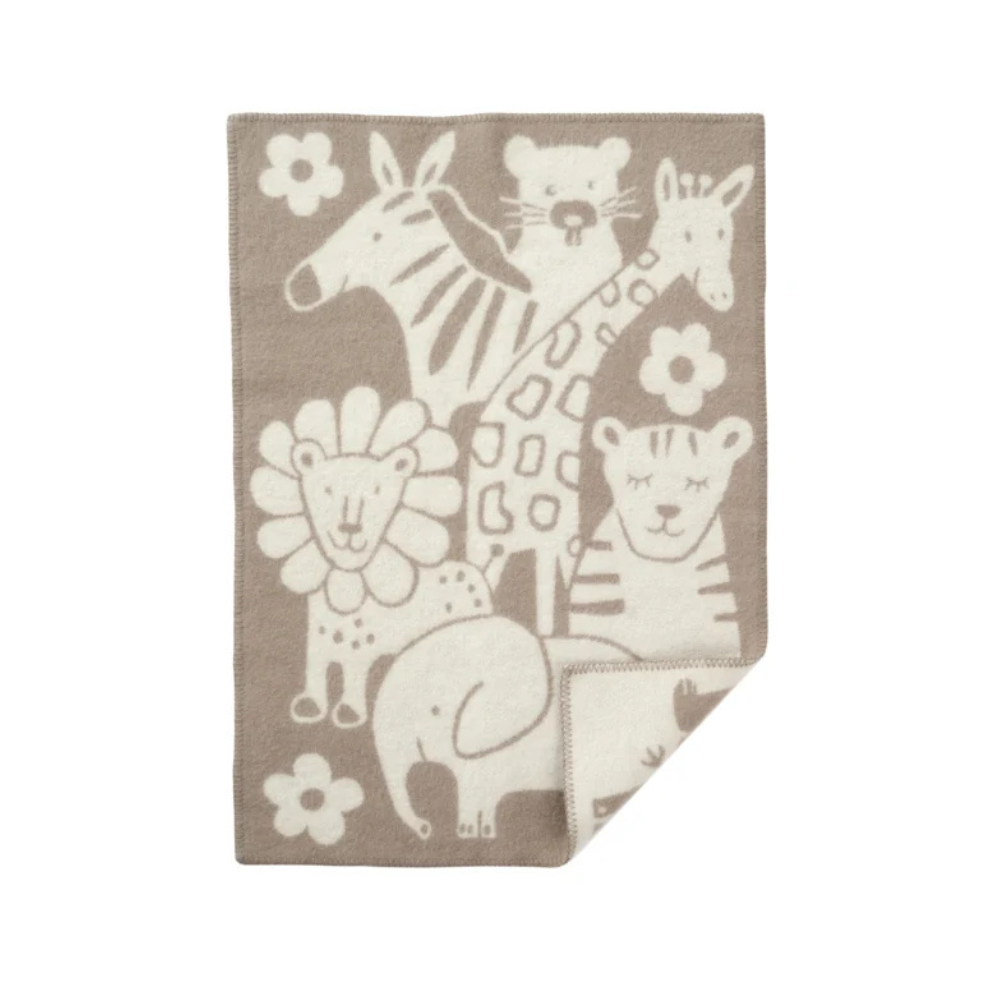 Wiegedecke - Bio-Wolle - 65x90cm - Taupe/Picknick - Klippan