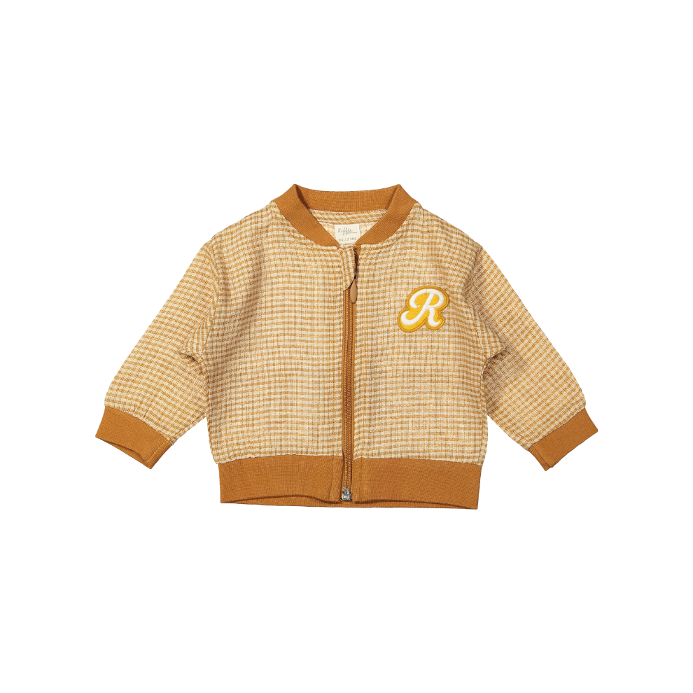 Jacket Noel - Linen/Cotton - Brown Square/brown - Riffle Amsterdam