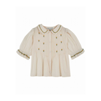 Top korte mouw - Blouse Brodee - Biologisch katoen - Creme - Emile et Ida - productfoto