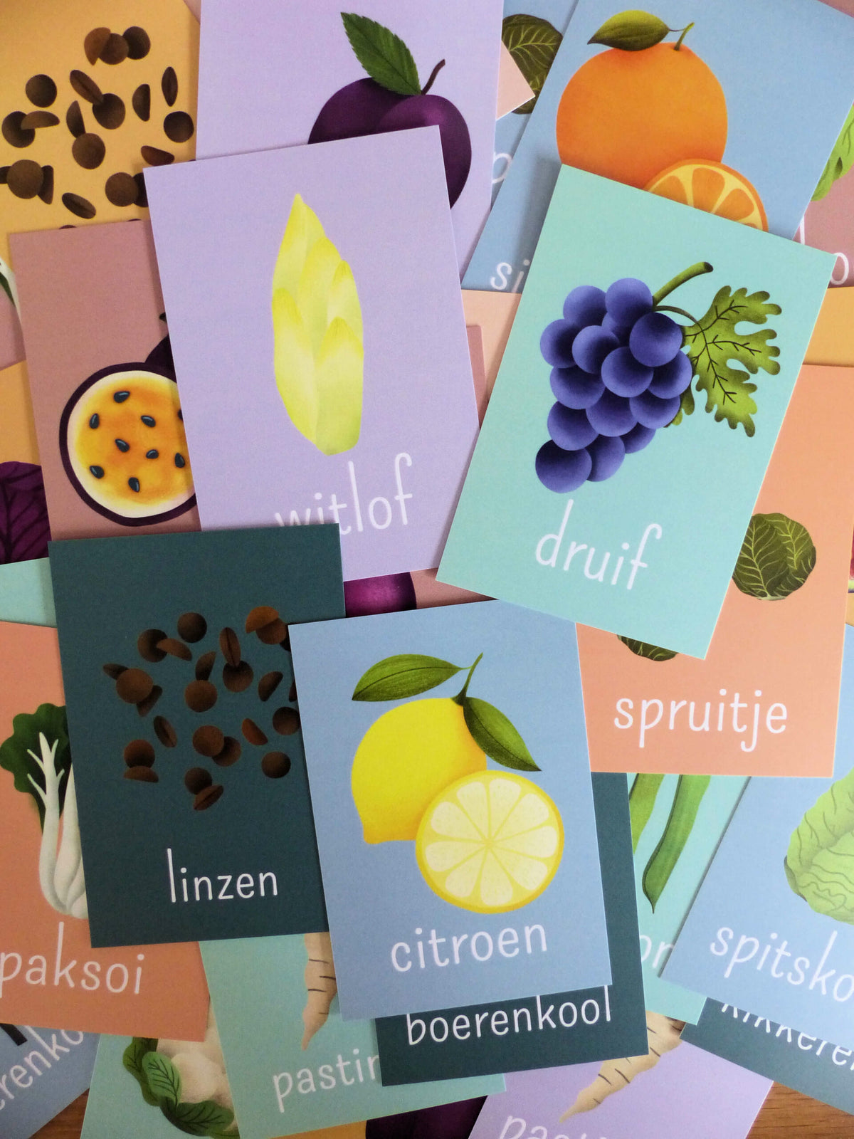 Tafelkaartjes Groente & Fruit – 60 educatieve eet- en proefkaartjes voor kinderen – STERK & ZOET