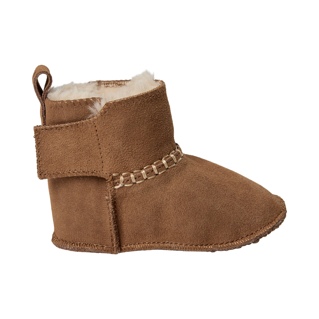Baby slippers ReneeKB - Suede & wool lined - Tan & Dark Brown - Sofie Schnoor