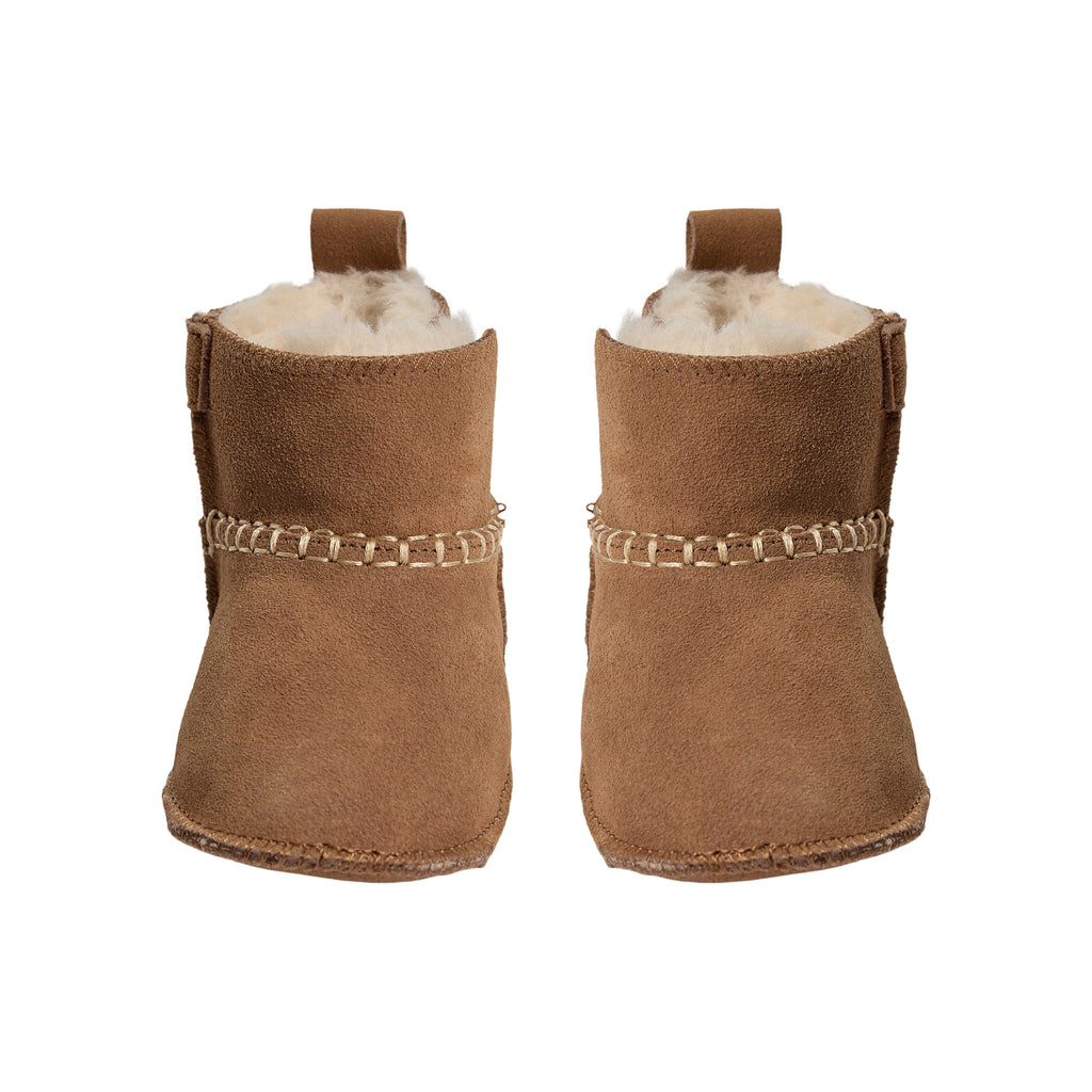 Baby slippers ReneeKB - Suede & wool lined - Tan & Dark Brown - Sofie Schnoor