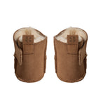 Baby slippers ReneeKB - Suede & wool lined - Tan & Dark Brown - Sofie Schnoor