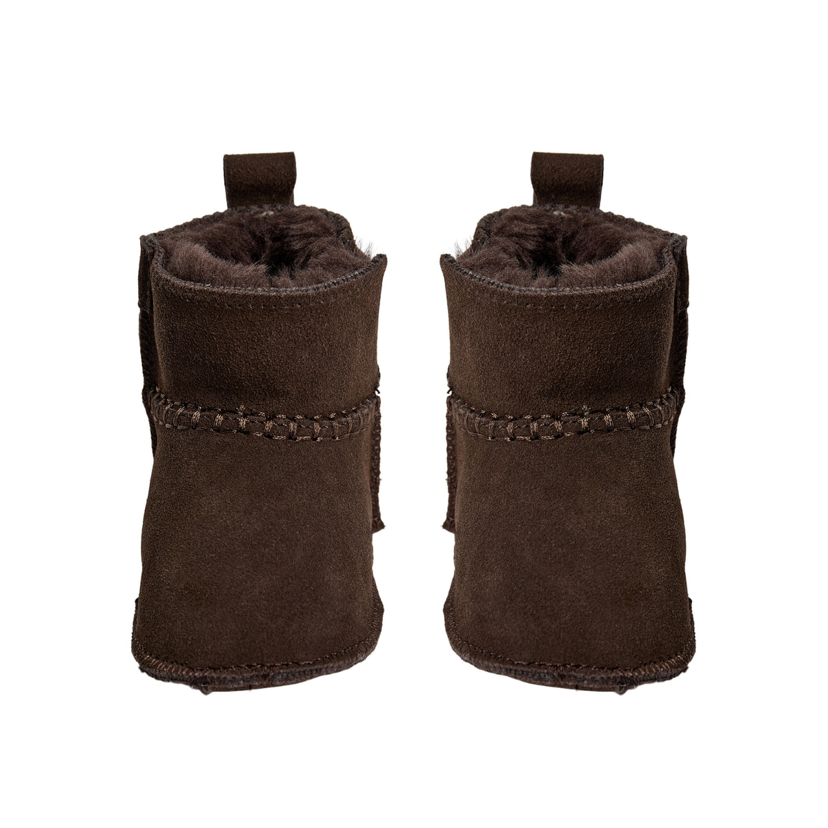 Baby slippers ReneeKB - Suede & wool lined - Tan & Dark Brown - Sofie Schnoor