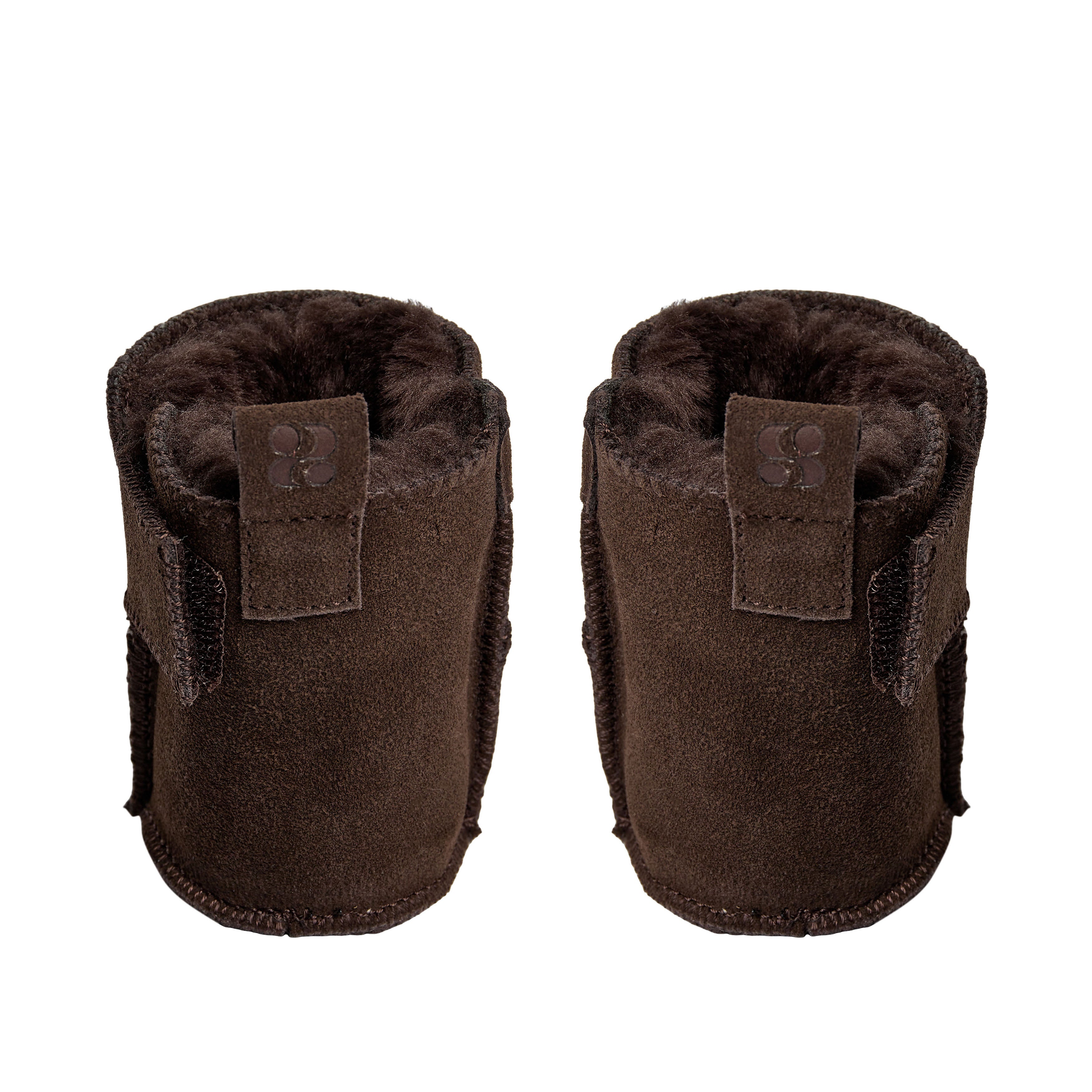 Baby slippers ReneeKB - Suede & wool lined - Tan & Dark Brown - Sofie Schnoor