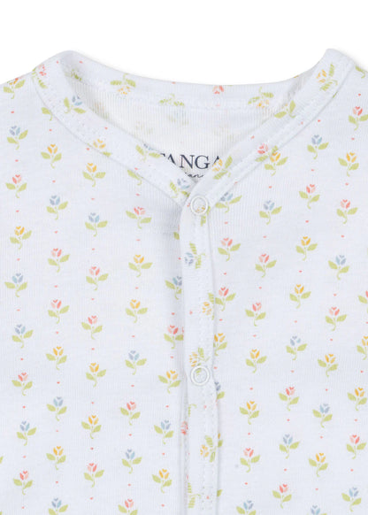 Fio Onesie - Tuli Coeur - Boxpakje/Pyjama - Biologisch Katoen - Tulpjes - Konges Sløjd - close up