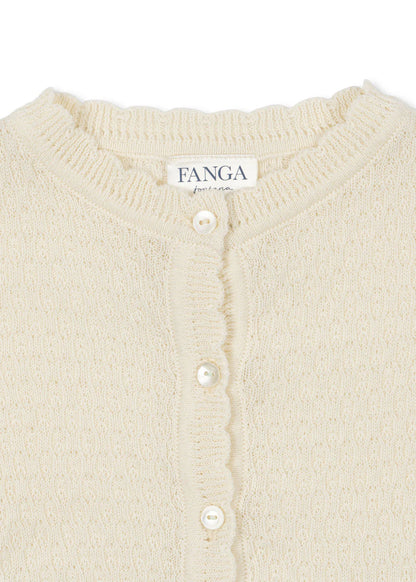 Venti Pointelle Cardigan - Antique White - Fine Knit Cardigan - Organic Cotton - GOTS - Konges Sløjd