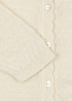 Venti Pointelle Cardigan - Antique White - Fijngebreid Vestje - Biologisch Katoen - GOTS - Konges Sløjd - close up mouw