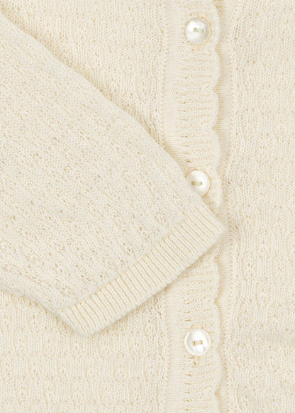Venti Pointelle Cardigan - Antique White - Fine Knit Cardigan - Organic Cotton - GOTS - Konges Sløjd