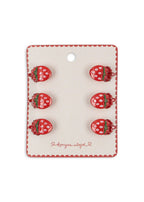 6 Pack Mini Hair Claws - Strawberry - Kleine Haarspeldjes - Aardbeitjes - Konges Sløjd